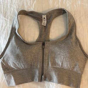 NWOT Women’s Grey Front-Zip Sports Bra - Size XL